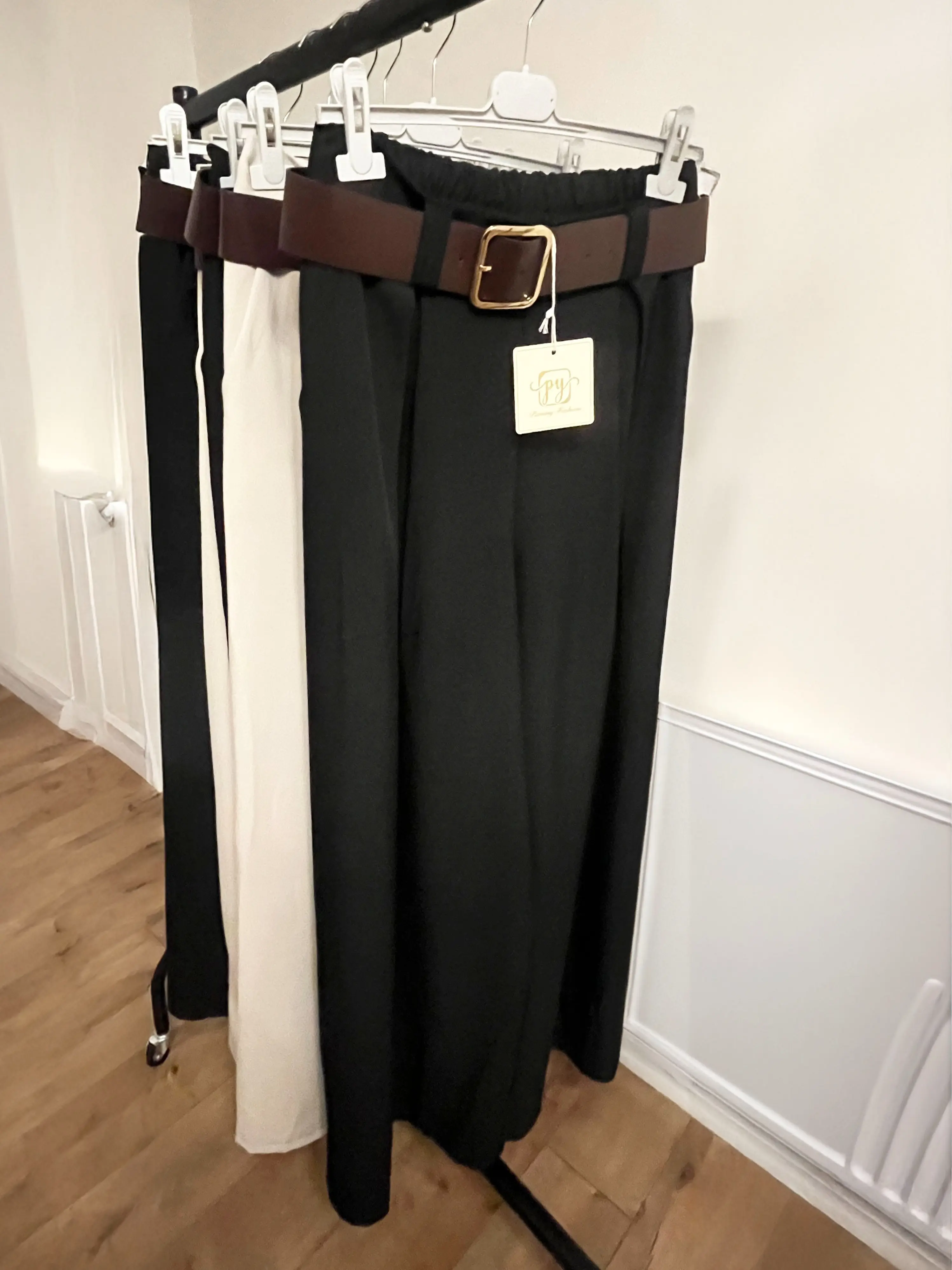 One-Size High-Waisted Belted Basic Trousers – Effortless Chic & Comfort | Essential Womenswear Bottom for Casual Fashion & Minimalist Style