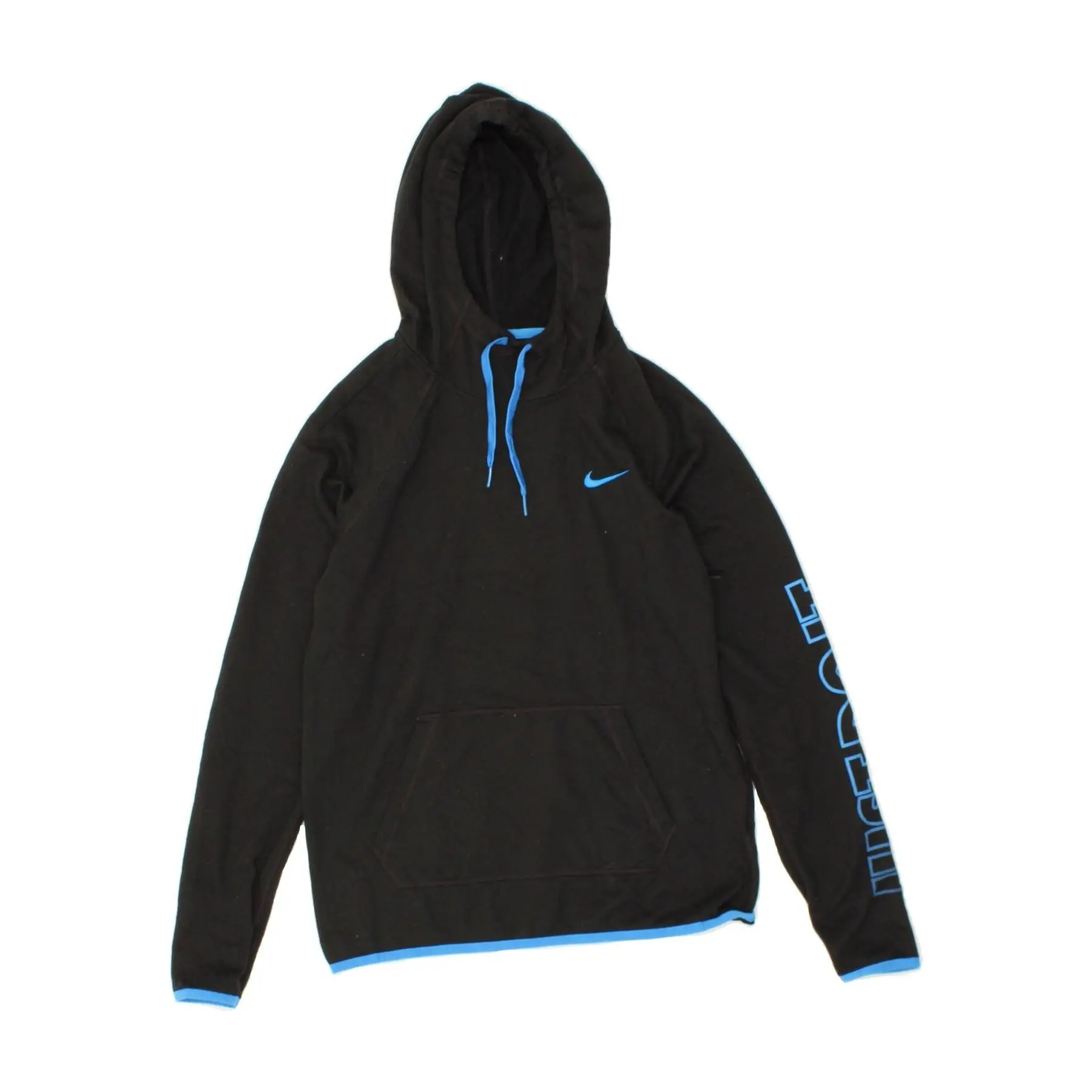 Pre-Owned Vintage NIKE Mens Graphic Hoodie Jumper Small Black Polyester