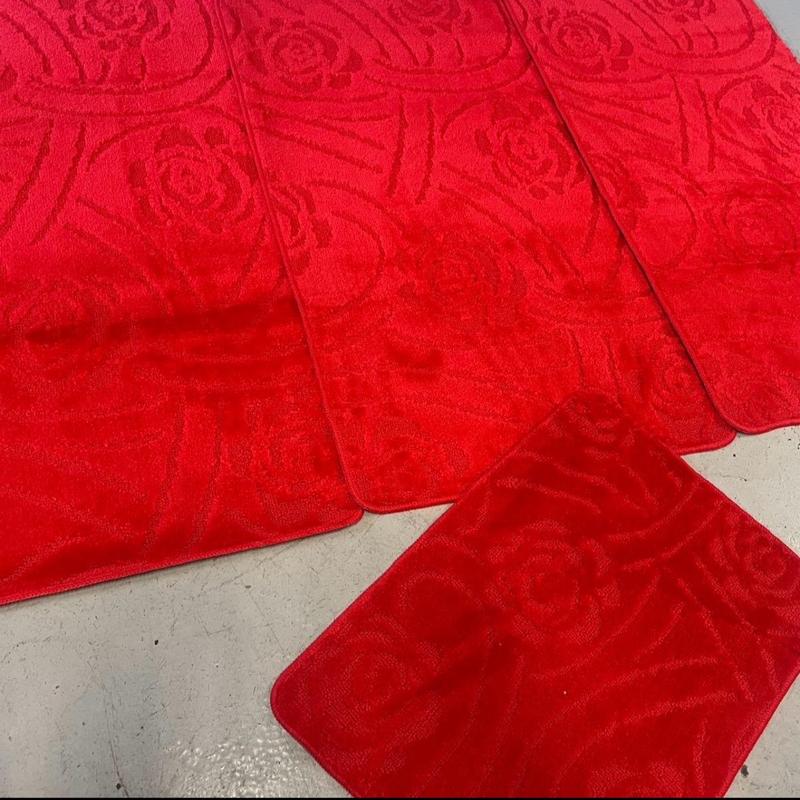 Romany Washables Mats Bright Red Tourer washable mats, 67cm 120cm Best quality Non Slip Backing Christmas Rugs X Full set of 4 Mats x 6