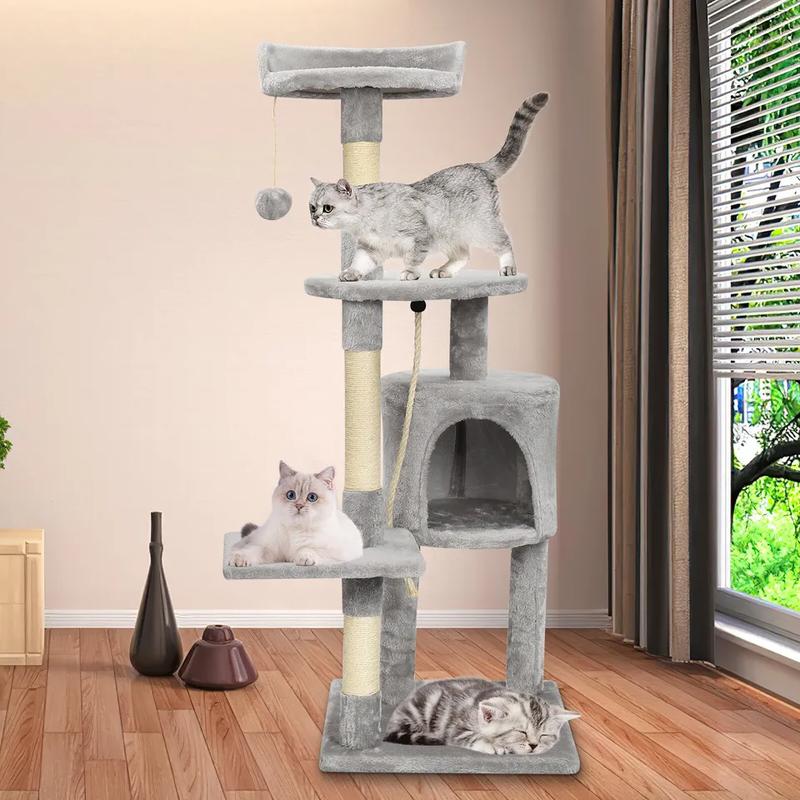 Large climbing tower kitten scratching board 4-layer cat tree activity toy UK 2