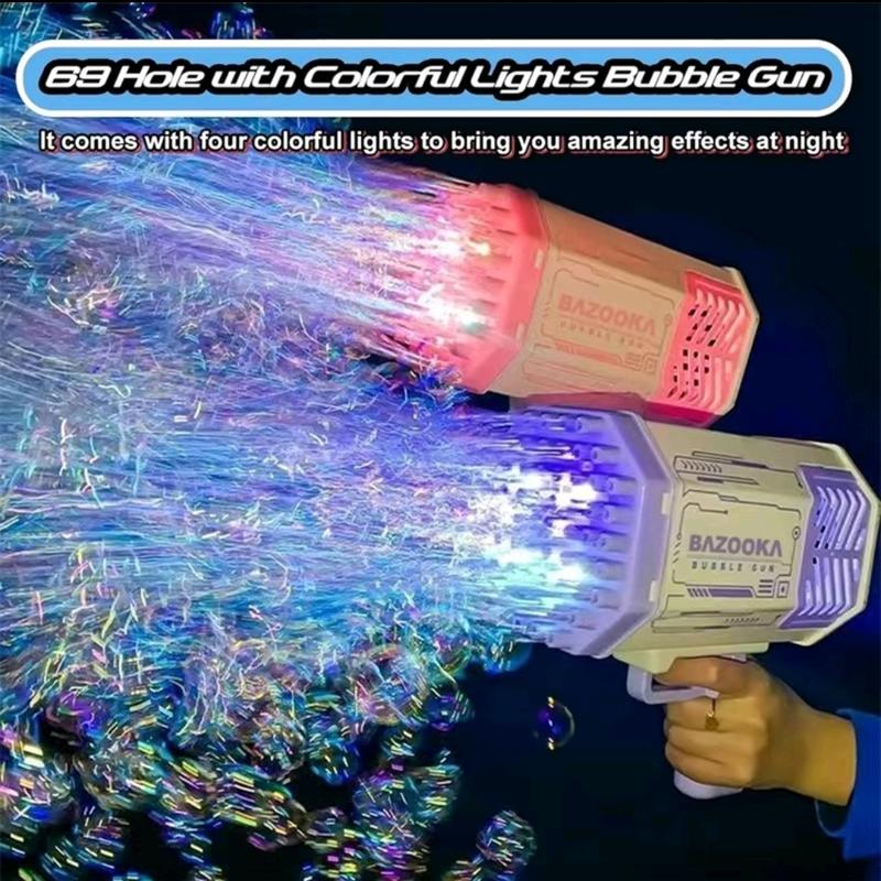 69 Hole Bubble Bazooka Gun USB RECHARGEABLE Bubble Gun Rocket Launcher Bubble Machine & Cooling Fan Kids Outdoor 2