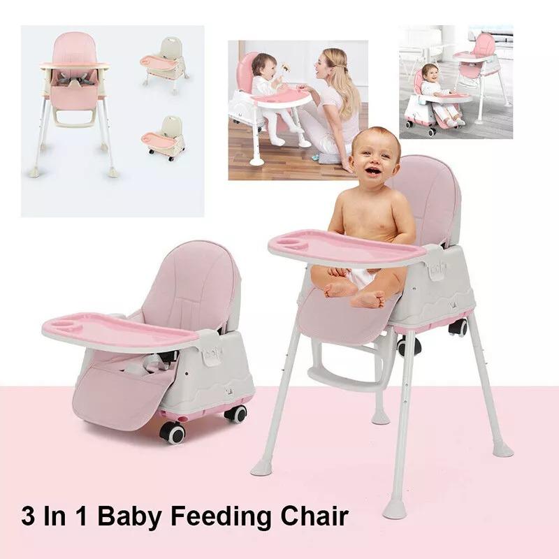 Adjustable 3-In-1 Baby Highchair Infant High Feeding Seat Toddler Table Chair 3