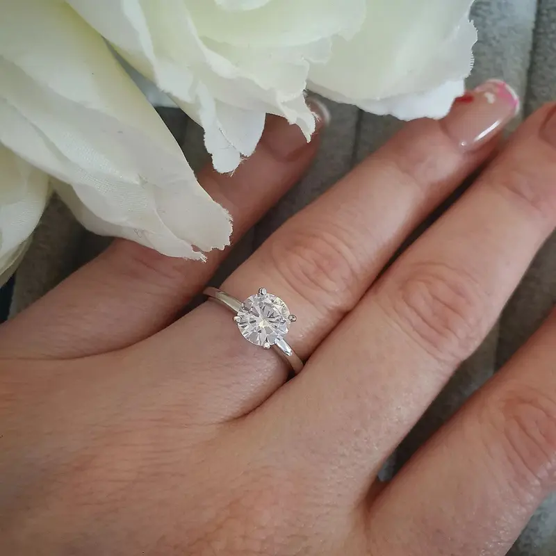 925 Sterling Silver Round 1.5ct Cubic Zirconia Solitaire Engagement Ring 3