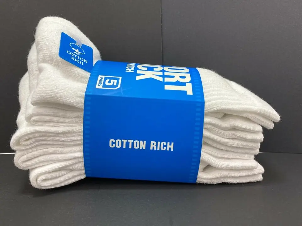 White Men's 10 Pairs Crew Socks, Casual Comfy Breathable Socks for Daily Outdoor Wear, Socks for Men, Knit Socks for All Seasons