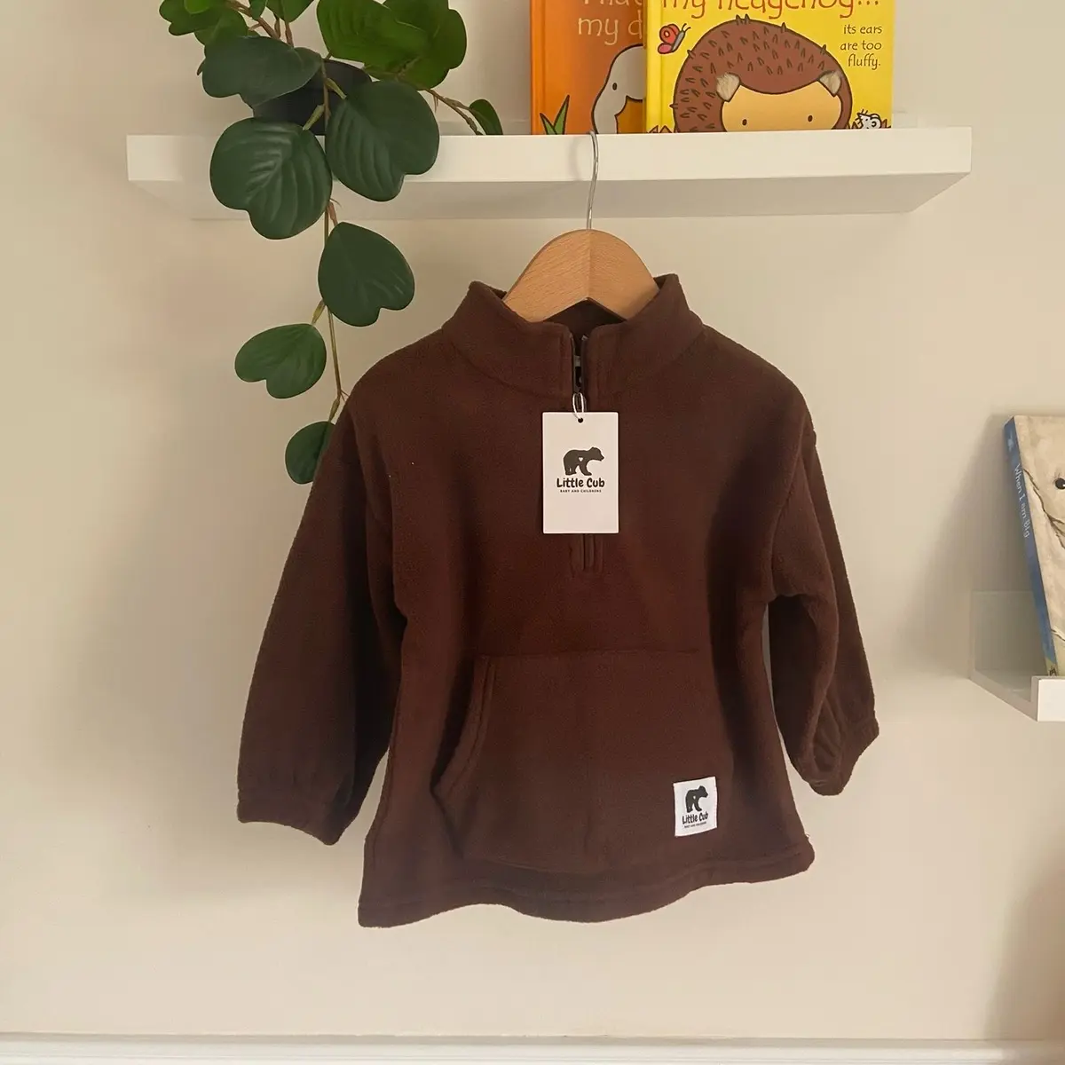 Boys' Girls' Chocolate Fleece Hoodie with Half-Zip - Warm and Cozy Sweatshirt for Kids