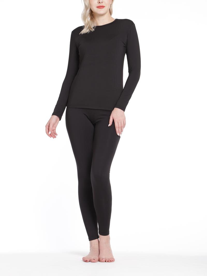 Product Introduction of Seamless Thermal Underwear Set, Long Sleeve Crew Neck Tops & Pants, Women's Loungewear & Underwear 7