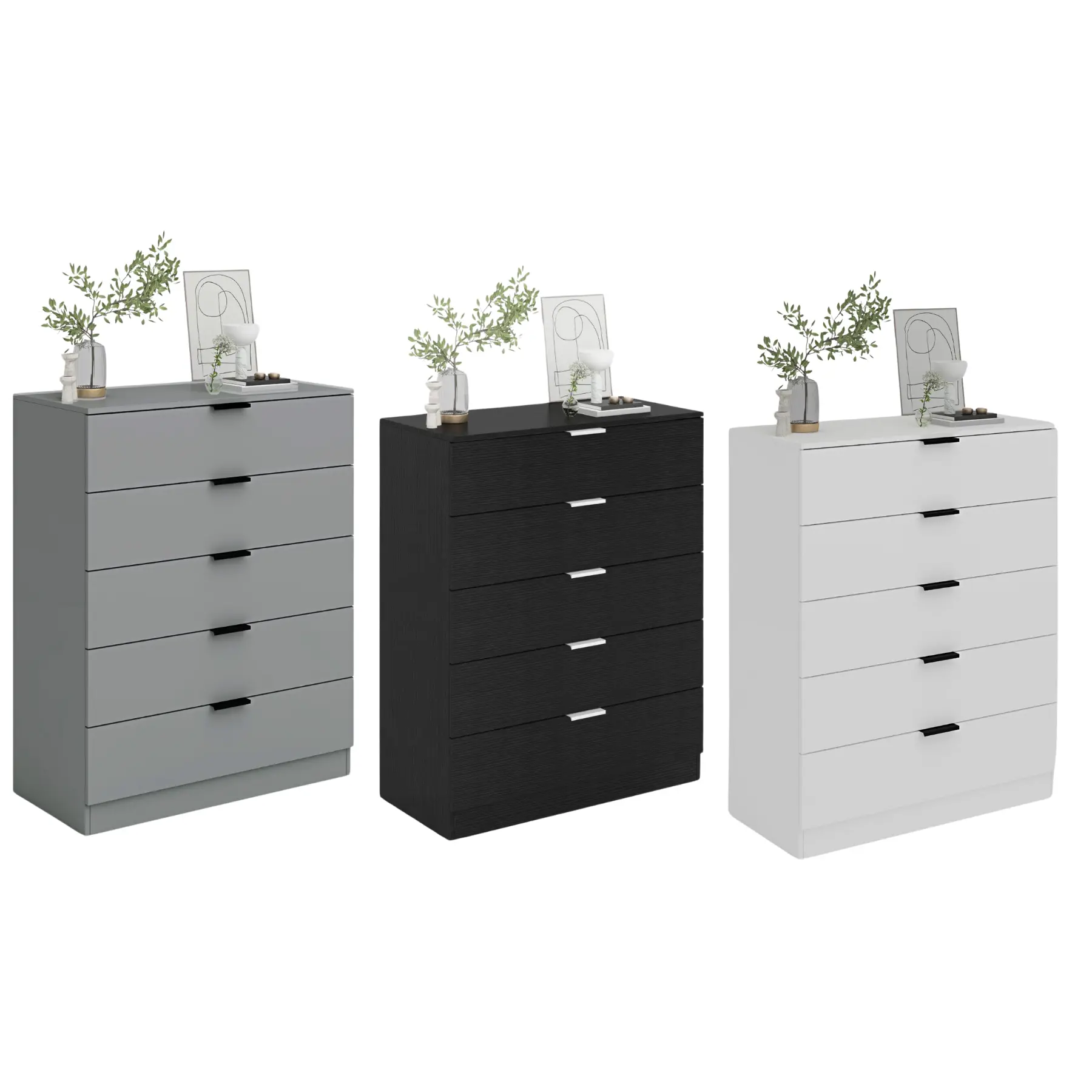 Big Furniture Warehouse Chest 5 Drawers Grey Bedroom Furniture Clothing Bedside Storage Organiser Unit In Various Options