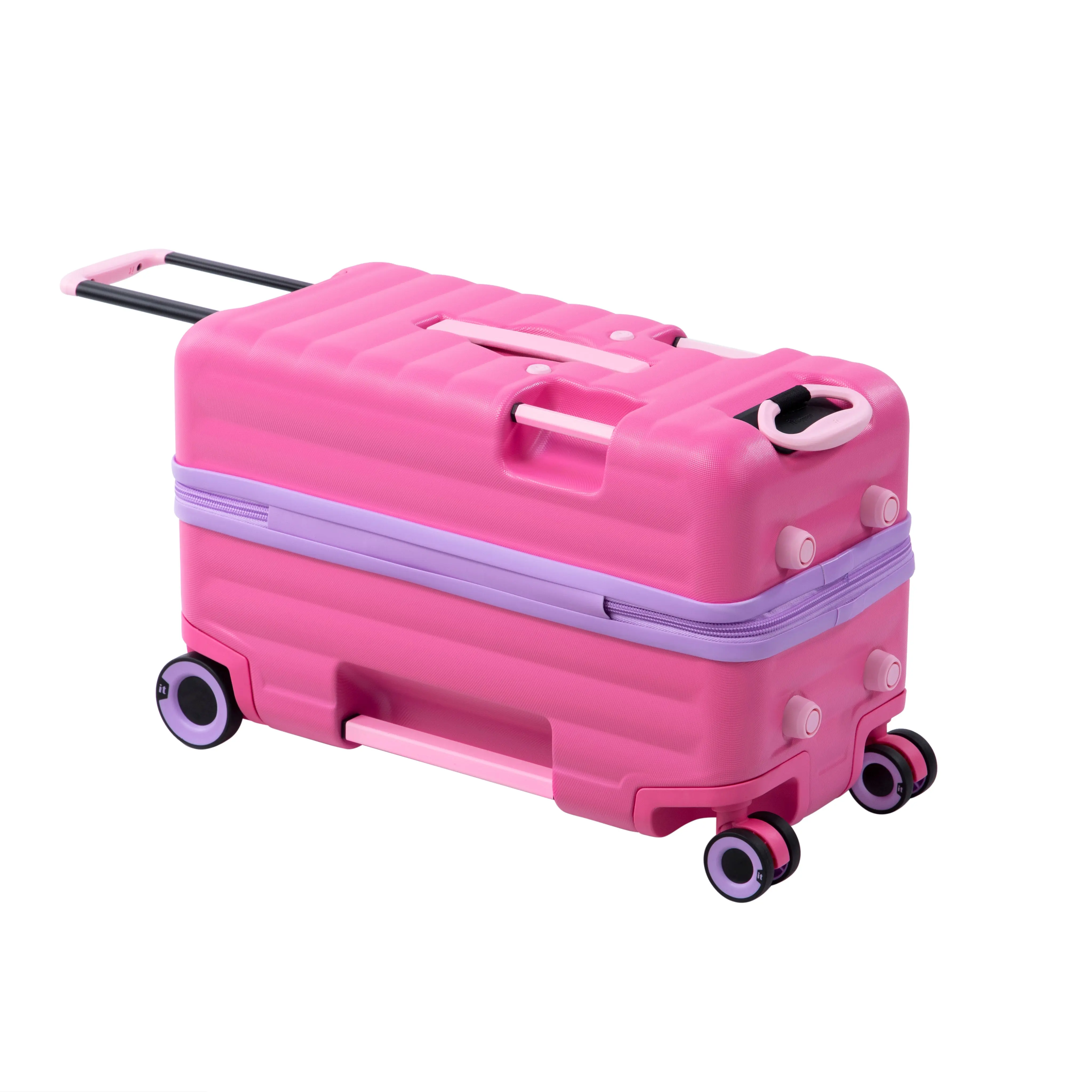 it Luggage | Kids' Trunkryder Ride-On Case in Azalea Pink | Easy Towing | Handles & Footrests | Fun & Pratical | Hard Shell