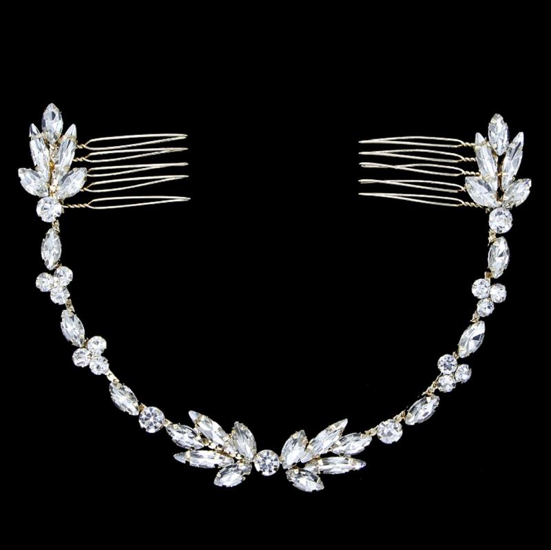 Rose Gold, Silver Colour / Crystal Wedding Comb  TS970 1