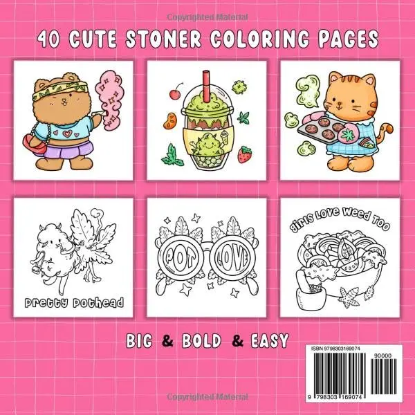 Stoner Cutie: Cute and Simple Stoner Coloring Book for Adults Featuring 40 Trippy Animal Characters and Psychedelic Stoner-Themed Designs for Relaxation and Stress Relief Paperback – 9 Dec. 2024 1