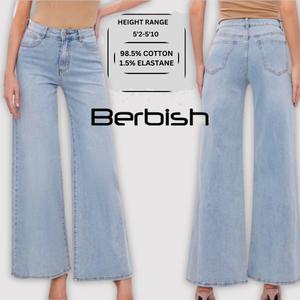 BERBISH PREMIUM Women's Casual wideleg stretchy jeans , 98.5% cotton soft & comfortable , modest friendly , premium Denim , Streetwear Womenswear Bottoms. regular lenght