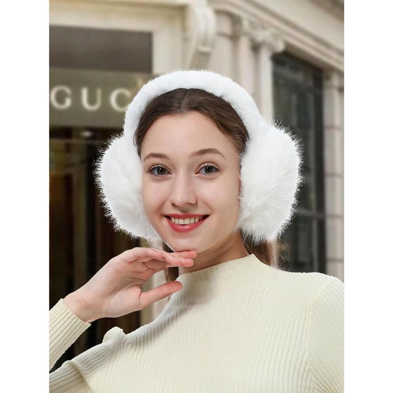 FADZOYLE 1pc Winter Earmuffs Foldable Muffs Fluffy Fluffy Ear Windproof Warmers Cute Ear Covers Adjustable Headband With Fuzzy Thermal Lined Furry Winter Earmuffs Outdoor Sport Skiing 5