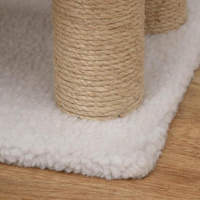 PawHut Pet Stair with 4-step Climb Ladder, Scratching Posts, Platforms, Toy Ball, for Indoor Elderly Cats Kittens, White 8