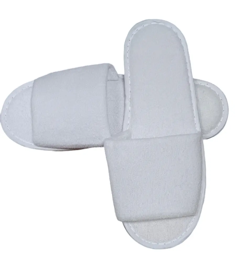 5 Pairs White Cotton Terry Open Toe Slippers Hotel Spa Weekend House Warming Footwear Slide Flipflop new slippers
