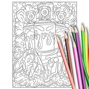 The Graffiti Art Coloring Book (Vol.1): Cool Graffiti Art Coloring Book for Adults and Teens With 40 Original Street Art Drawings, Graffiti Letters, Fonts, Characters, and Much More! Paperback colouring  books 3
