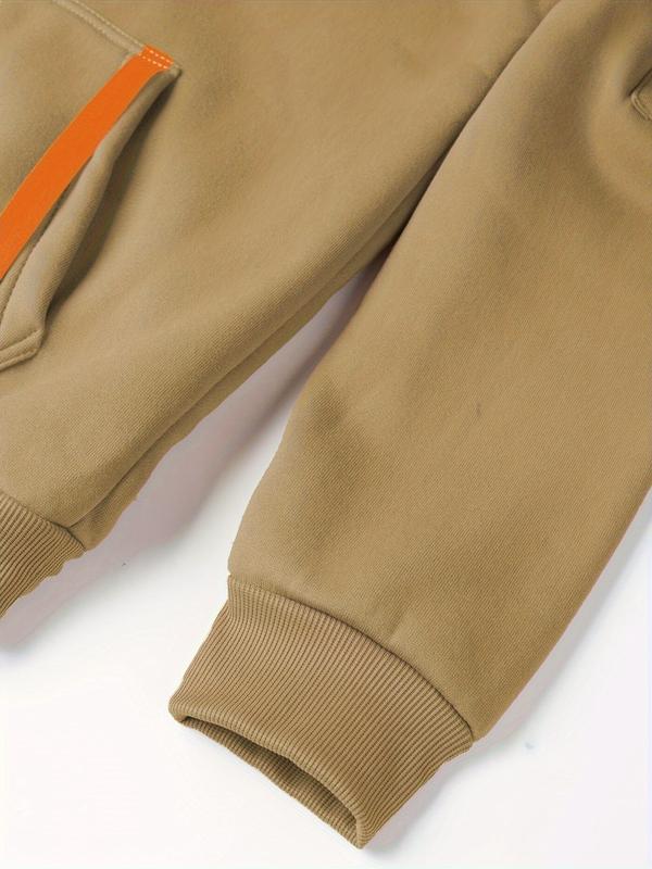 Men's Hooded Active Sweatshirt with Arm Pocket Zip Details - 100% Polyester Sports Style Pullover - Solid Color, Regular Fit Long Sleeve with Slight Stretch Knit Fabric 2