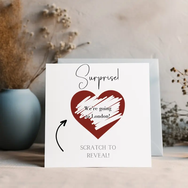 Personalised Surprise Scratch Off Card - Premium Quality 6x6 Card with White Envelope 3