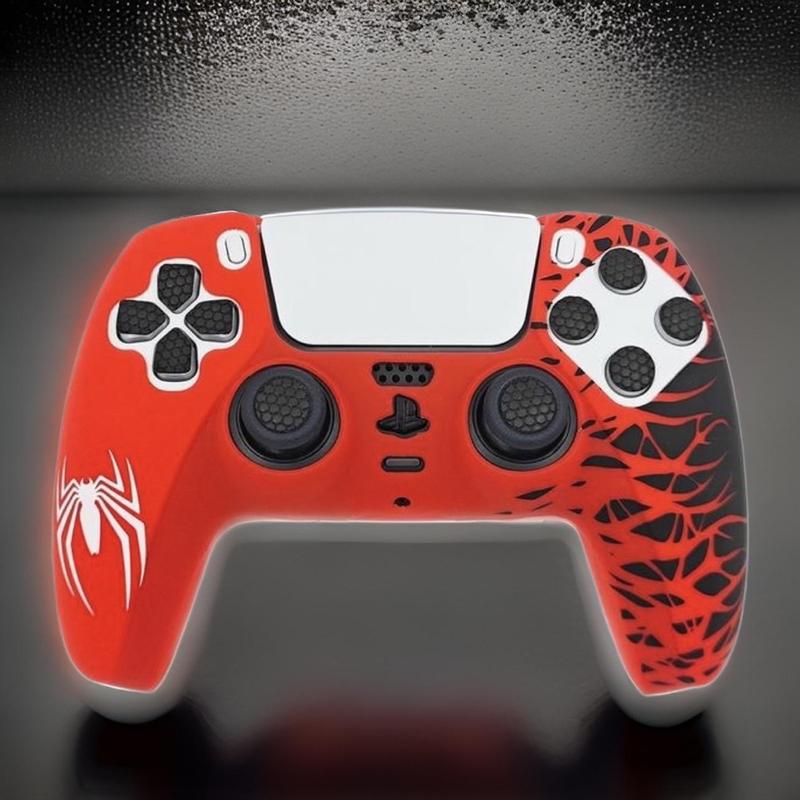 CrazyDiy Silicone Skin Controller covers for PS5 Controllers - 1pc - Red, White & Black Colours - Spider Theme - High Quality Material 5