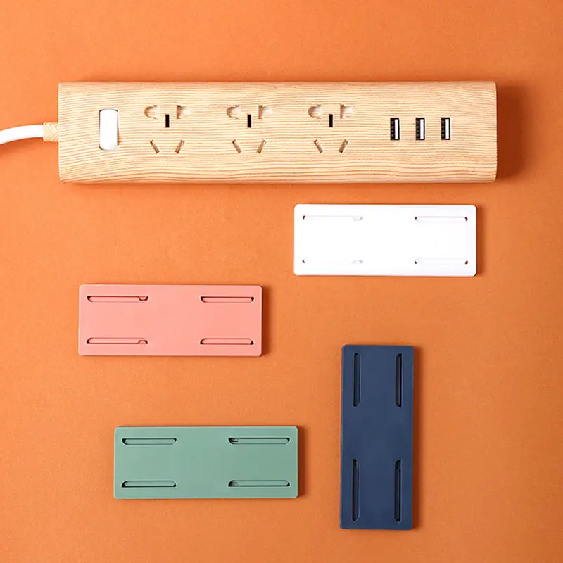 1/6pcs Wall-Mounted Holder Punch-Free Plug Fixer Self-Adhesive Socket Fixer Cable Power Strip Holder Cable Wire Organizer Rack 3