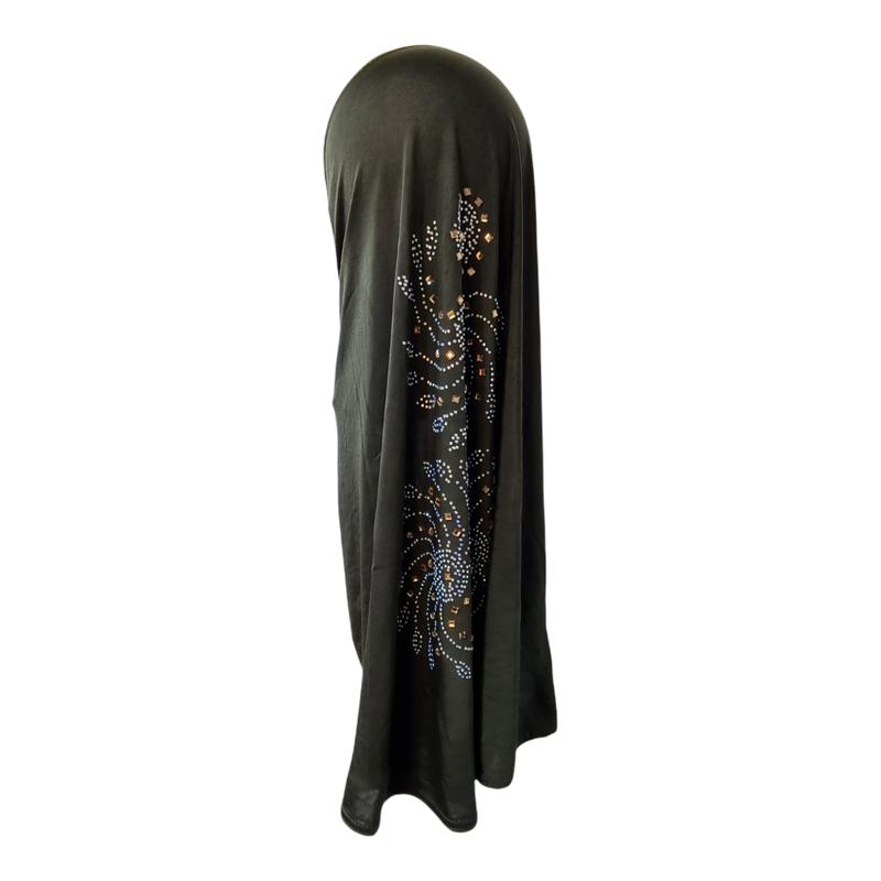 New Girls Adult One Piece Beautiful Muslim Islam Hijab Flower Diamonte Lace 4