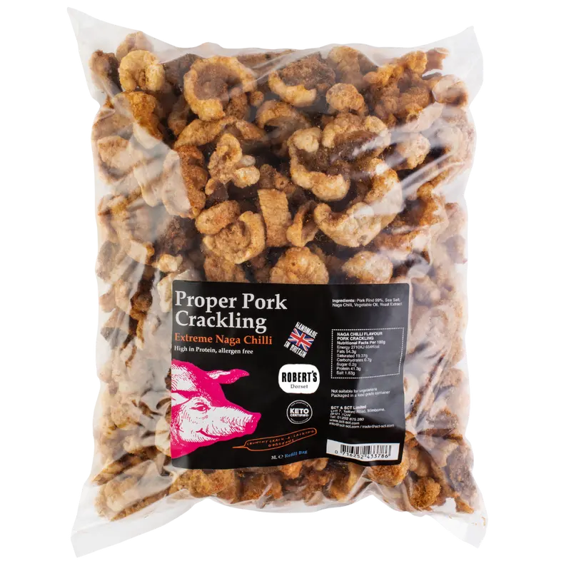 Proper Pork Crackling - 3L Refill Bags – Available in Multiple Flavours - Keto-friendly, Allergen-Free, Low Carb & High Protein, Handmade in Britain Salt Snack 4