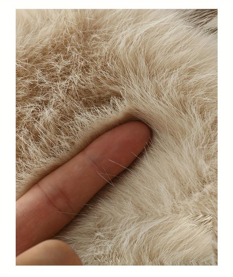 Product Introduction of Women'S Winter Thermal Knitted Mittens - Cozy Polyester Fur-Lined Gloves for Outdoor Use, Non-Stretch Warm Gloves for Cycling, Hand Washable 2