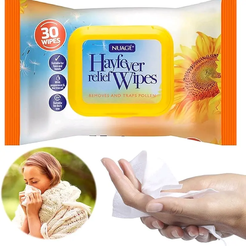 6x Nuage Hayfever relief wipes. removes and traps pollen, dust and pet allergens. 2