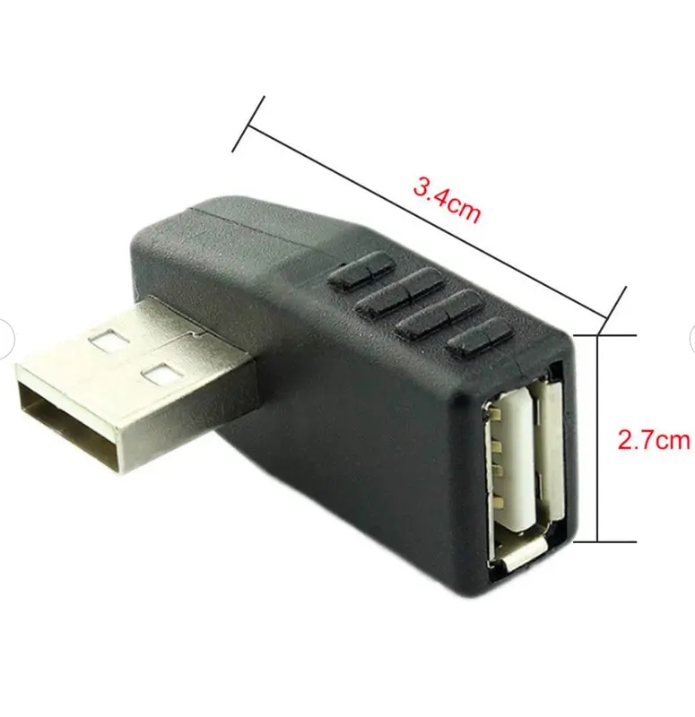 USB 2.0 A Male to Female 90° Angled Extension Adapter 7