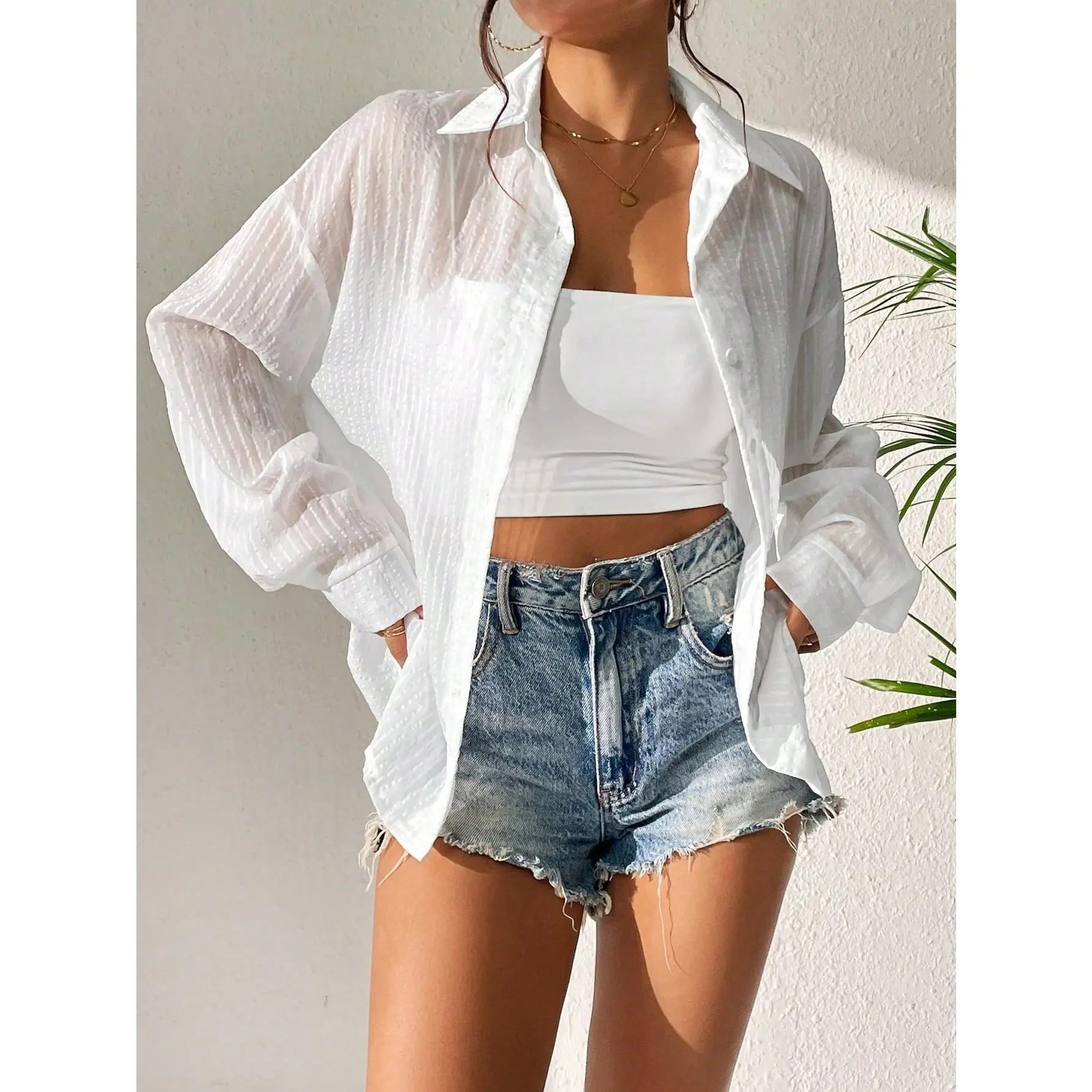 MOOSTA Women Long Sleeve White Casual Blouse For Summer Women Shirt Fit Polyester