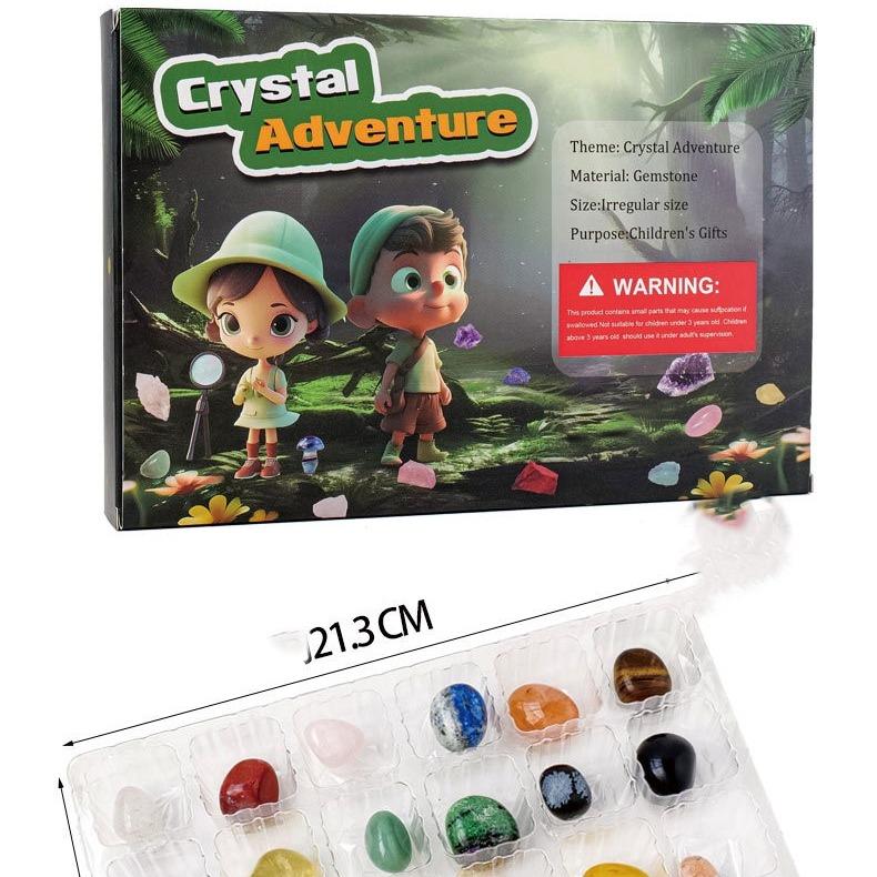Crystal Adventure Gift Box for children Natural Science, Best Christmas Gift for Children, Crystal Collection Crystal Kit, Popular Tumbled Crystals Crystal Starter Set for boy/girl, Natural crystal rough stone children's gemstone mineral box birthday gift 8