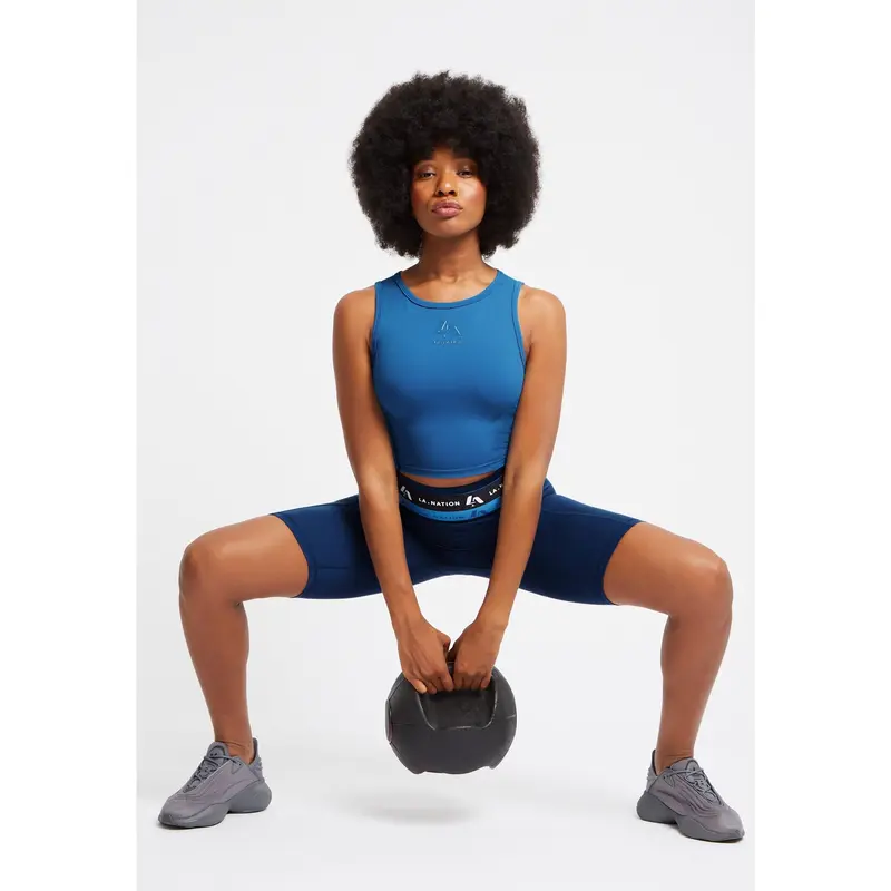 Cycling Shorts with logo waistband-Dark Blue 4
