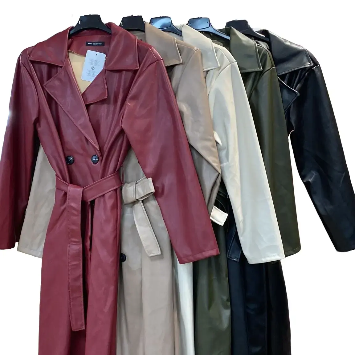 Leather Trench Coat Womenswear Jackets Comfort Lady Long Sleeve Basic
