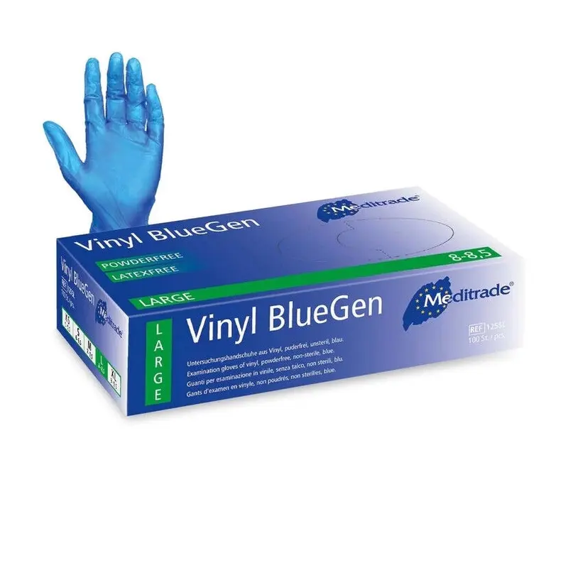 Vinyl blue Gen powder latex free examination gloves super strong durable multi purpose use box of 100x gloves 3