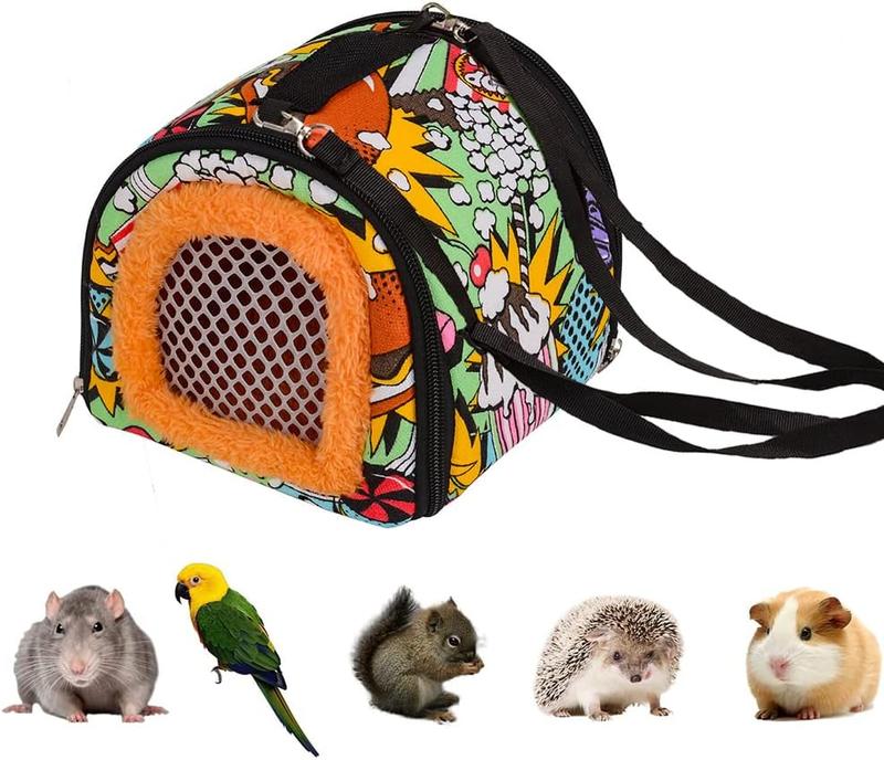 Small Animal Hamster Carrier, Portable Outgoing Bird Travel Cage Warm Zipper Breathable Guinea Pig Carry Cage For Rat Chinchilla 0