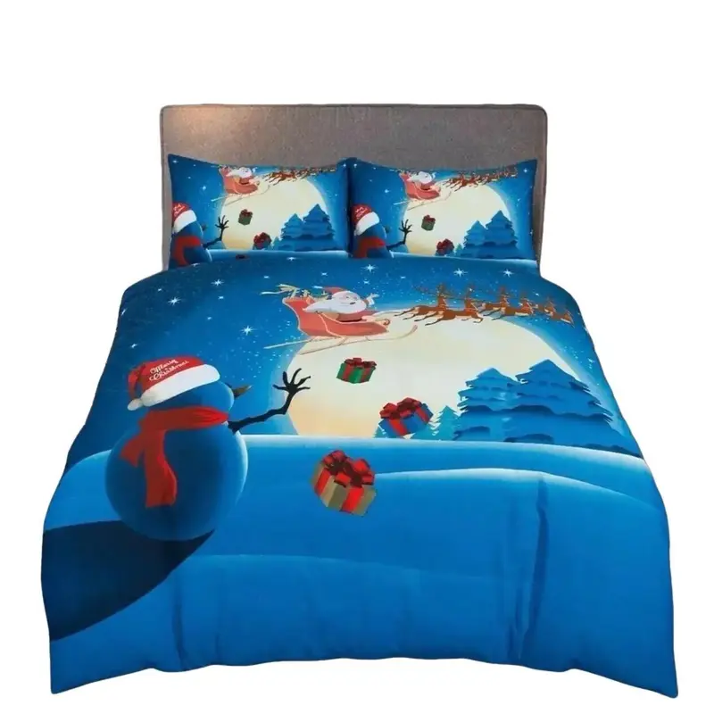Christmas Duvet  Set Reversible Quilt XMAS Bedding Single Double King s.kin Size 0