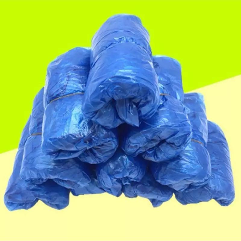 BLUE Shoe PROTECTORS Covers Overshoe DISPOSABLE Plastic Rain WATERPROOF Carpet 3
