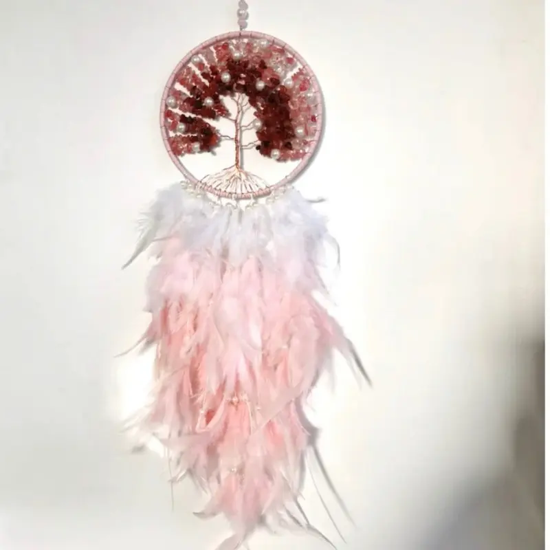 Gorgeous Strawberry Quartz Dreamcatcher - Love, Happiness, Joy, Optimism - Crystal Dreamcatcher 2