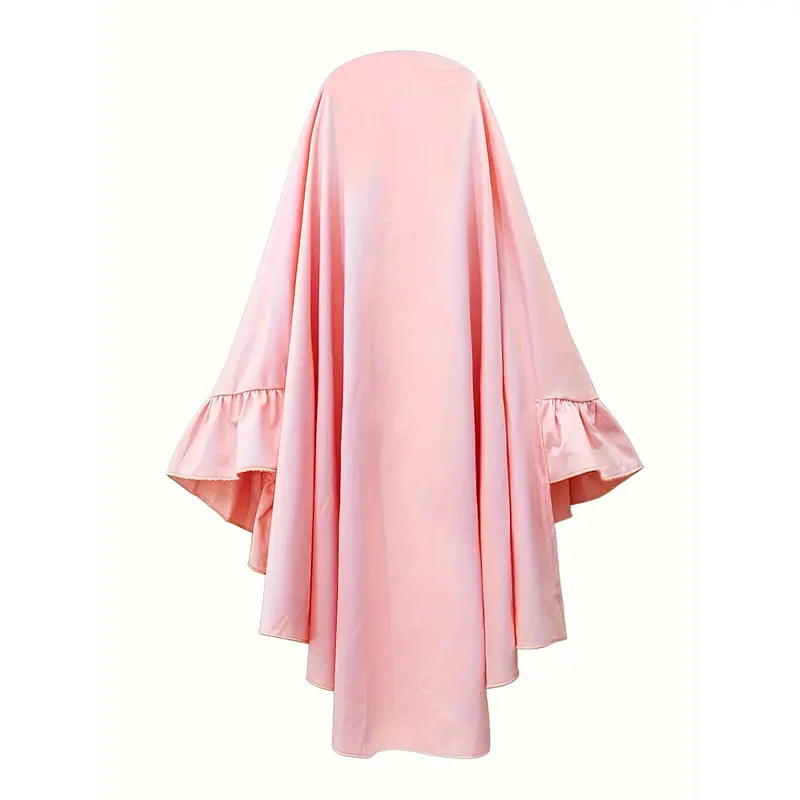 Traditional Muslim Ethnic Clothing Set for Girls Spring and Autumn - Floral Long Sleeve Dress + Headscarf, Two-Piece Set 8