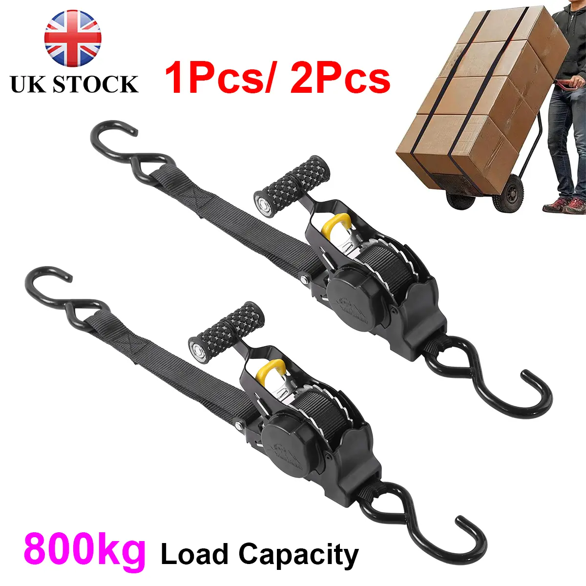 Automatic Retractable Strap Tensioner Ratchet Tie Down Strap, 10.8ft Telescopic Strap for Car, Motorcycle, Bicycle, Boat, Snowmobile, High Performance Rewinding Bundle Tape Webbing for Cargo Transportation, Luggage Bundling and More - 800kg Load Capacity