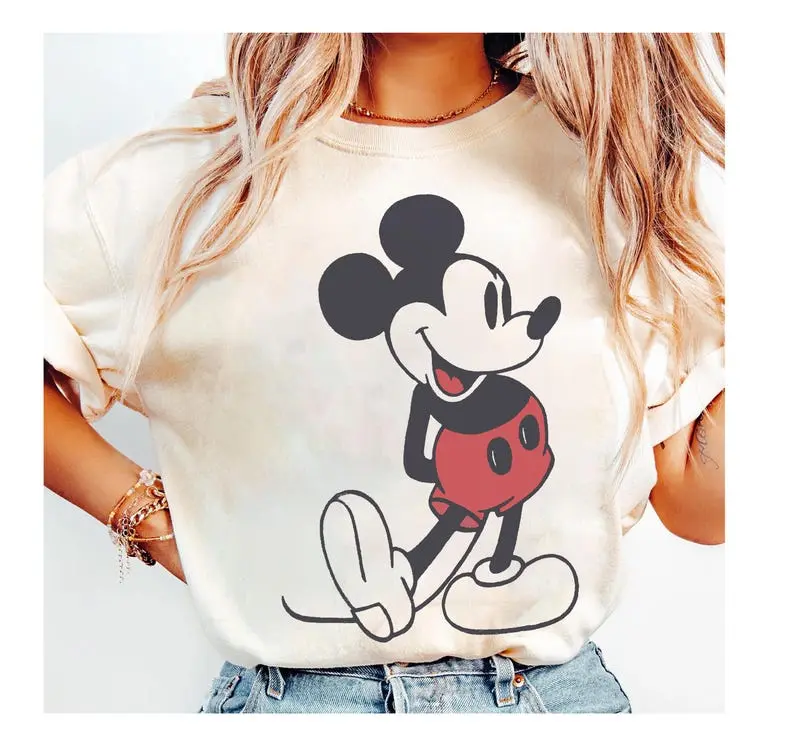 Dsney Mickey & Friends Mickey Mouse Vintage Portrait T-Shirt, Mickey Mouse Classic Pose Shirt, WDW Dsneyland Family Matching Shirts vaturi shirt pull girlfriend shirt baggy shirt trendy t shirts Shortsleeve Cotton