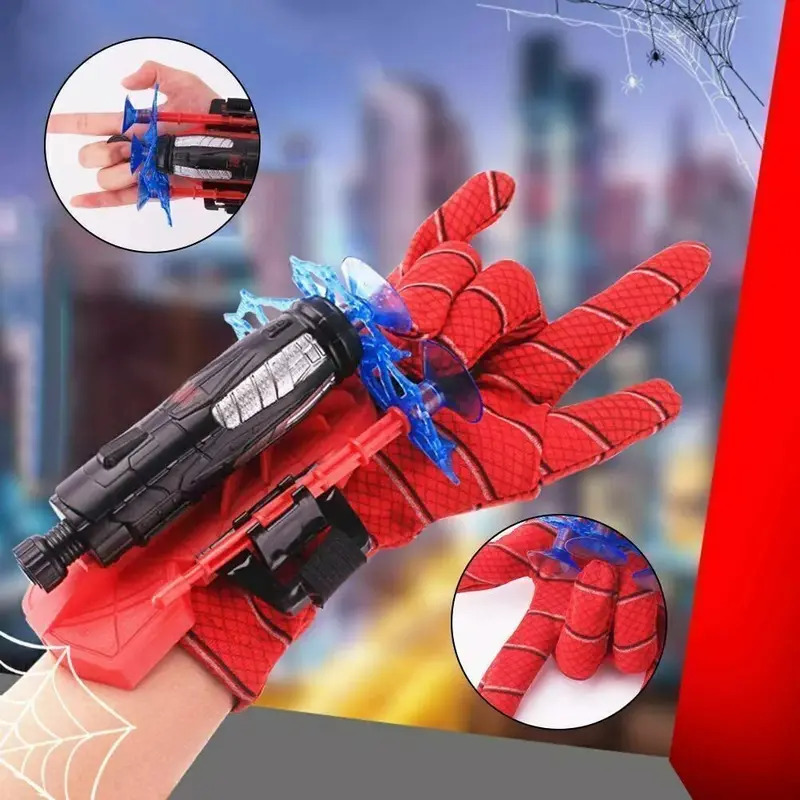 Launcher Toy + Free Spiderman Costume Gloves Spider-Man Web Shooter Dart Blaster 0