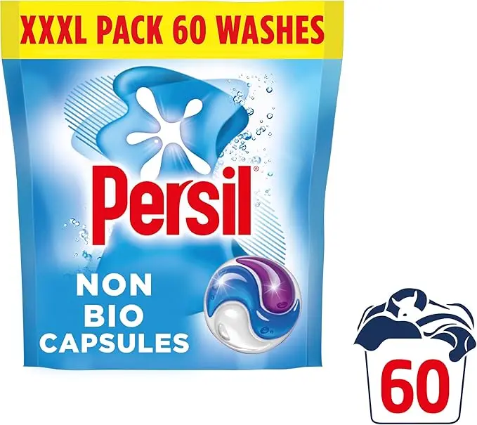 Persil Non Bio 3 in 1 Washing Capsules laundry capsules gentle next to sensitive skin for outstanding stain removal in quick & cold washes 60 washes 0
