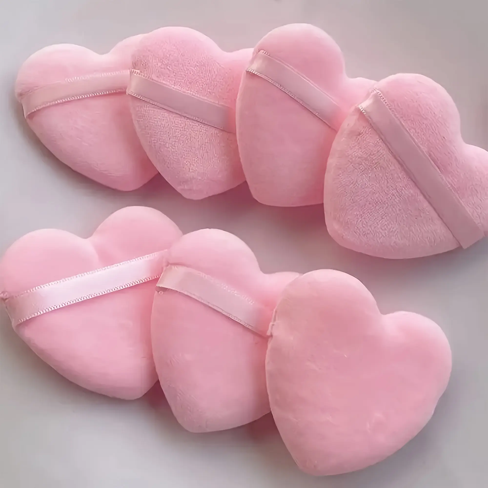 8pcs Heart-Shaped Velvet Powder Puff Set with Beauty Blender - Perfect for Contouring, Eyes & Corners, Fragrance-Free, Suitable for All Skin Types
