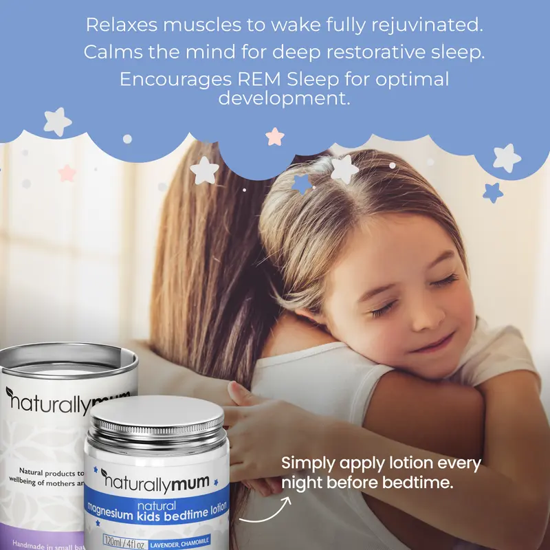 NaturallyMum Kids Magnesium Bedtime Lotion, Lavender & Chamomile, 120ml - Supports Sleep, Heart, Bone, Nerve, Gut and Muscle Health 4