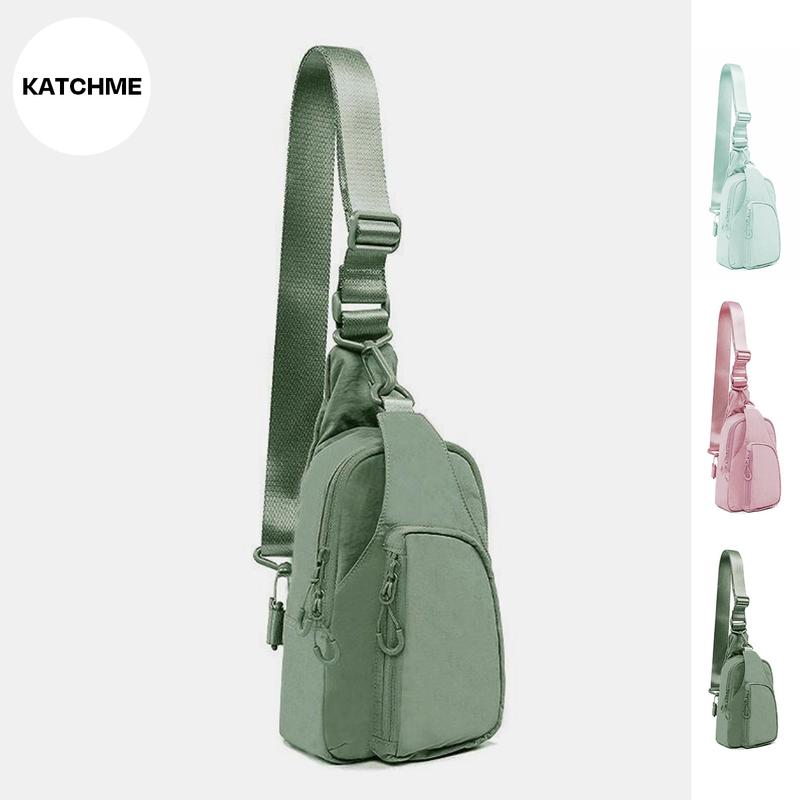 KatchMe Unisex Casual Solid Color Nylon Multi-Function Crossbody Chest Bag,Casual Bags for Women,Vintage Plain Mini Waist Bag 1
