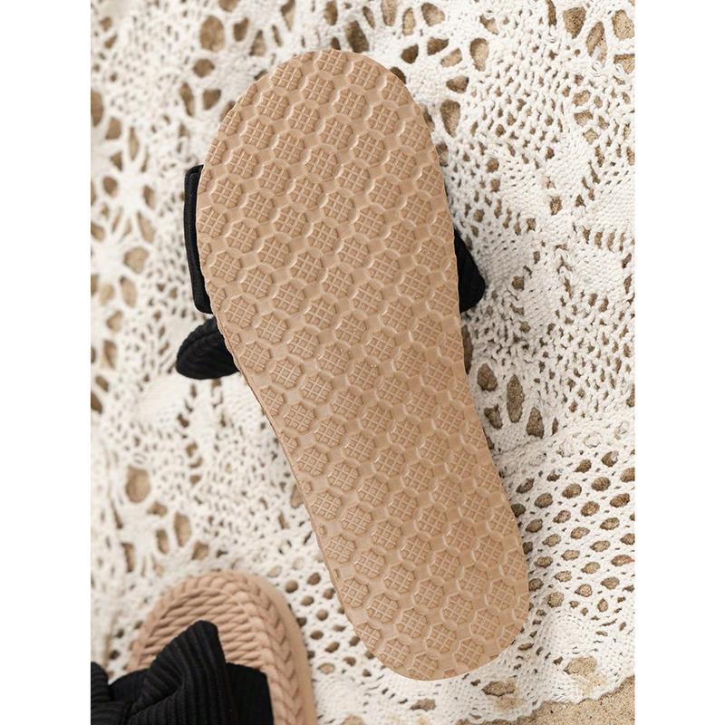 1pair Lightweight Fashionable Bowknot Girls' Beach Slippers, Simple Style 7