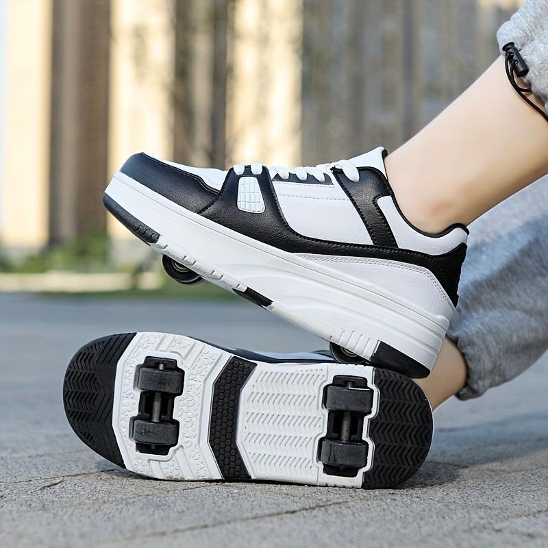 Vibrant Four-Wheel Roller Skates for Girls - Smooth Gliding, Adjustable, Color Block, Lace-Up Outdoor Shoes with Durable Wheels and Comfortable Fit 0
