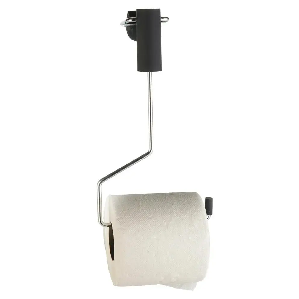 3-Pcs Spizy Chrome & Black Soap Dispenser or Toilet Roll Holder Brush Bucket Set Removable