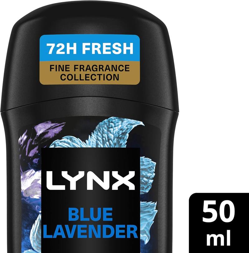Product Introduction of Lynx Fine Fragrance Collection Blue Lavender Premium Deodorant Stick Men's Deodorant with a lavender, mint & amber fragrance for 72 hour odour protection 50 ml 8