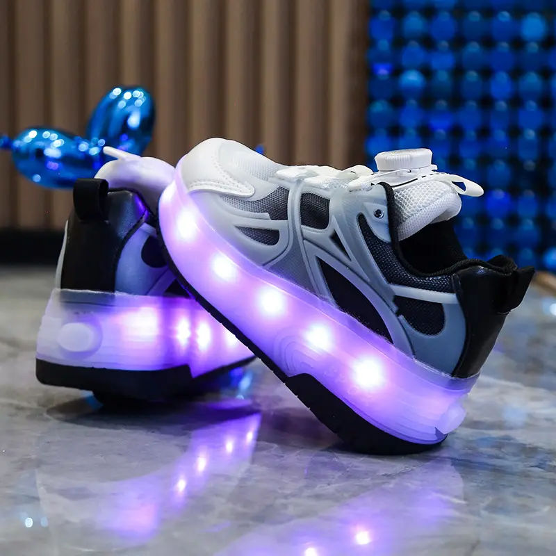 Heelys Rechargeable Colorful Light Shoes Horse Running Light Button Light up Shoes Girls Boys with Light Shoes Double Wheels the Skating Shoes 6